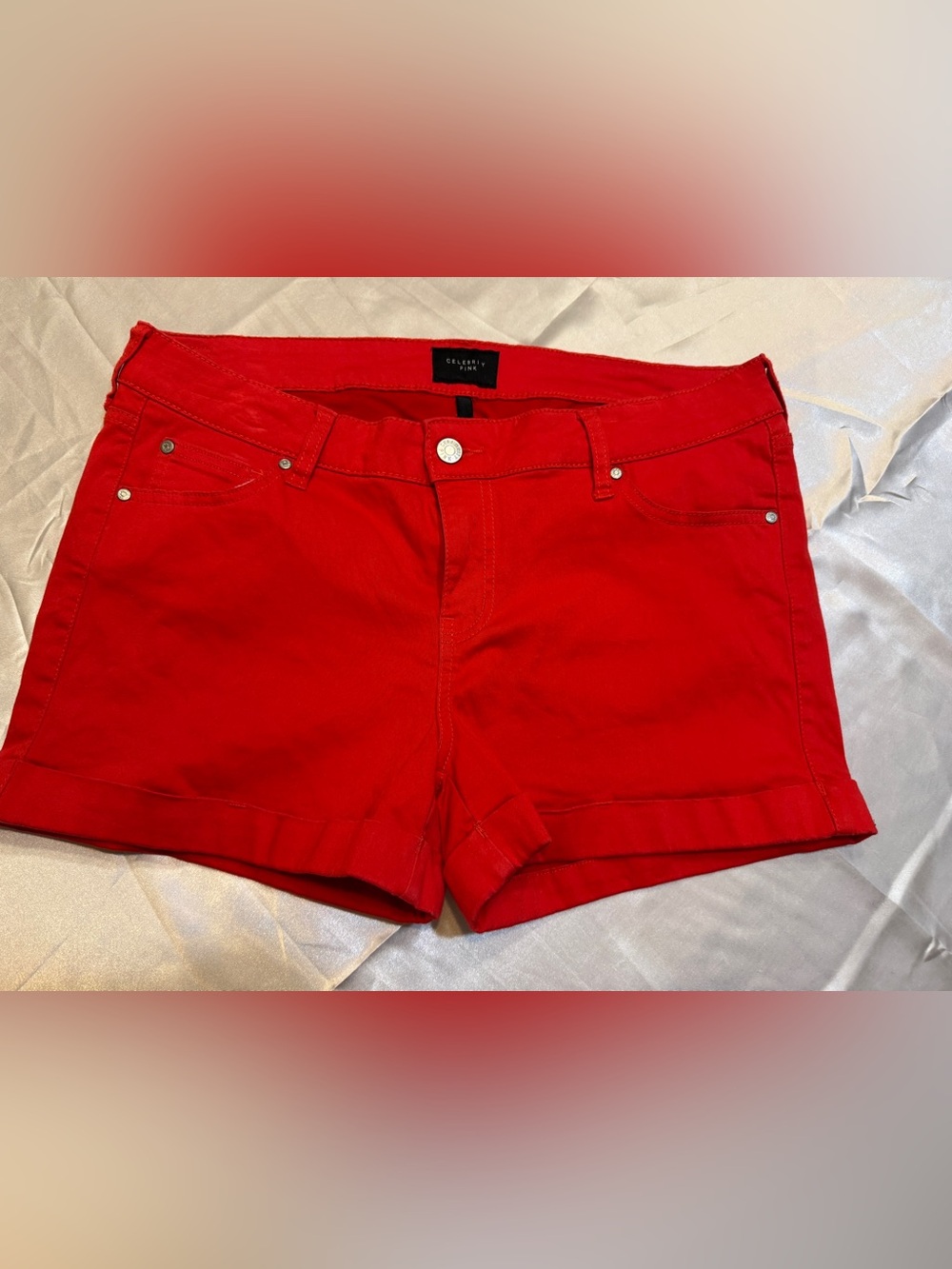 Celebrity Pink Bright Red Denim Jean Shorts Size: 11/30